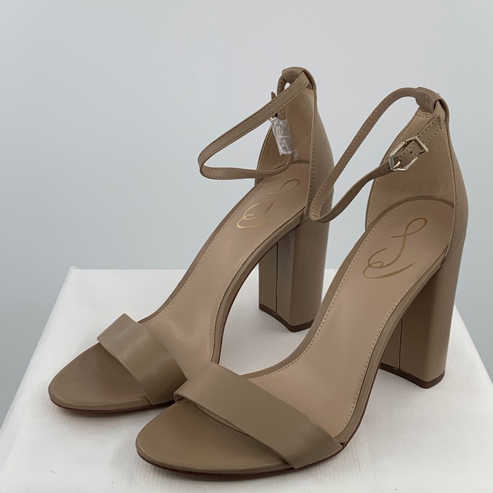 NWT NIB Sam Edelman Yaro Women’s Tan Ankle Strap Block Heels Sandals - Picture 8 of 12